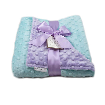 Meg Original Lavender & Aqua Minky Dot Baby Blanket (photo 2)