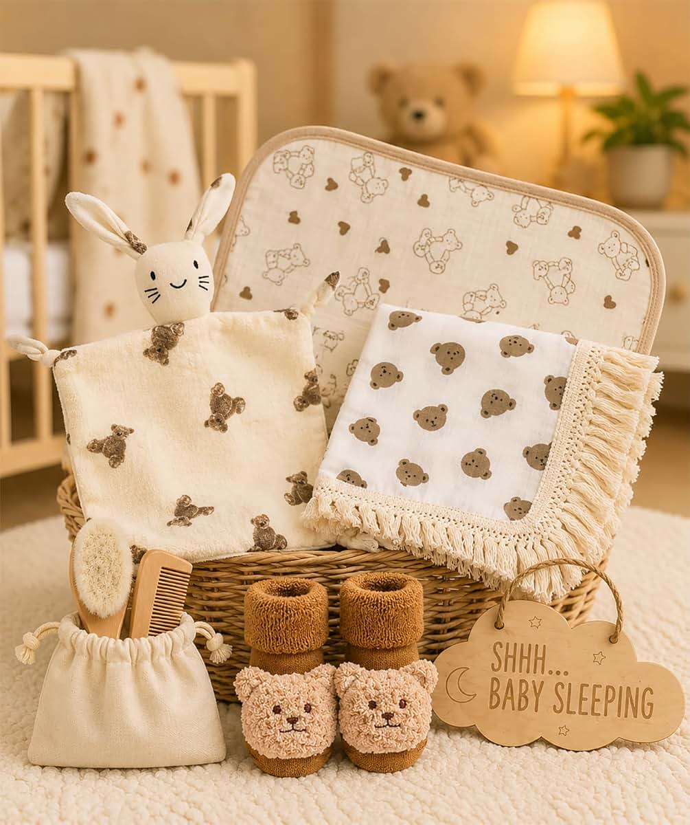 Beyond The Box Bear Theme Newborn Gift Basket With Parent Mugs (photo 2)