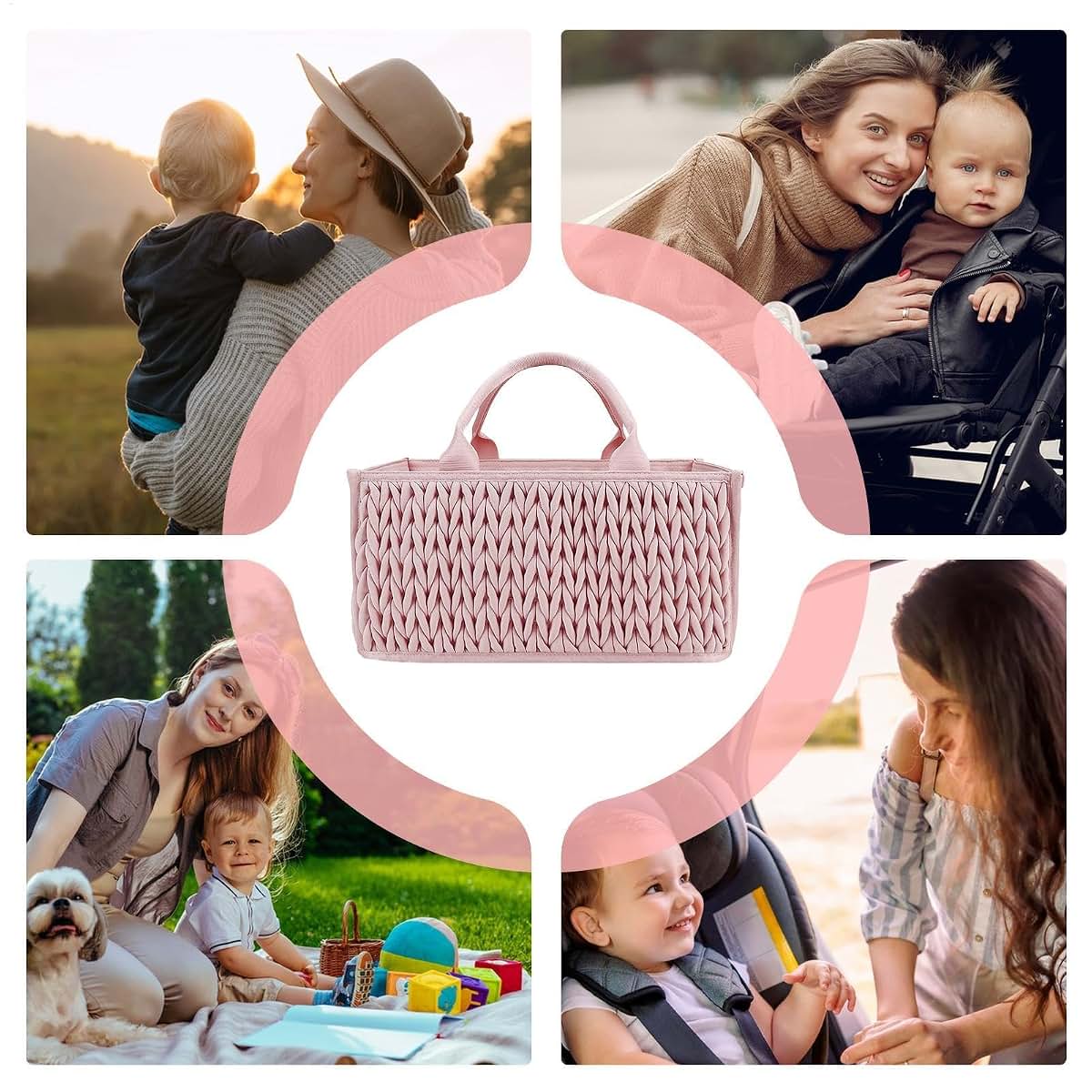 Nuytghr Infant Diaper Storage Basket Handles Portable Travel Diaper Caddy Storage (photo 3)