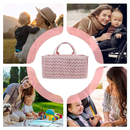 Nuytghr Infant Diaper Storage Basket Handles Portable Travel Diaper Caddy Storage (photo 3)