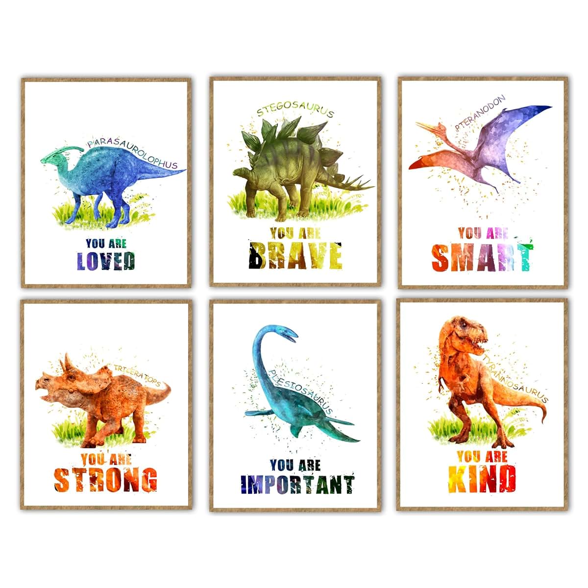 W.O.W.A World Of Wall Art Dinosaur Prints Set, 8x10 Inch Unframed