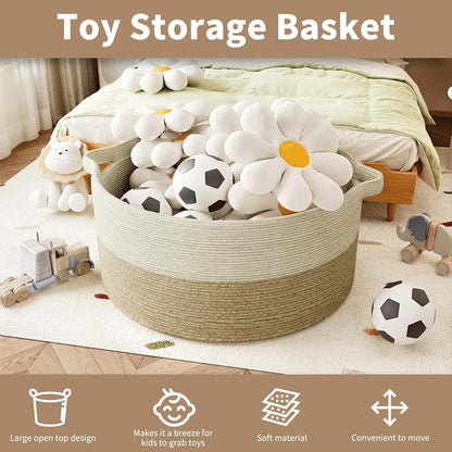 GOPAS Extra Large Blanket Basket, 25" x 16"