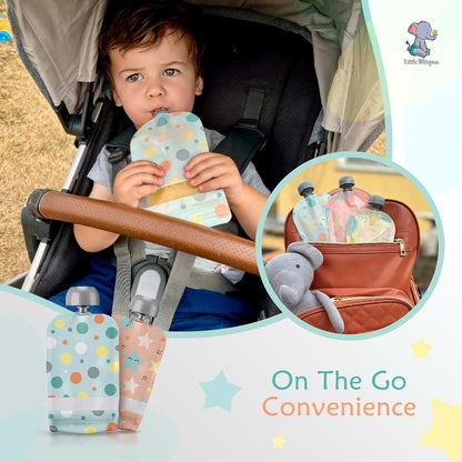 Little Whispers Reusable Baby Food Pouches - 10 Pack Refillable Squeeze Pouches