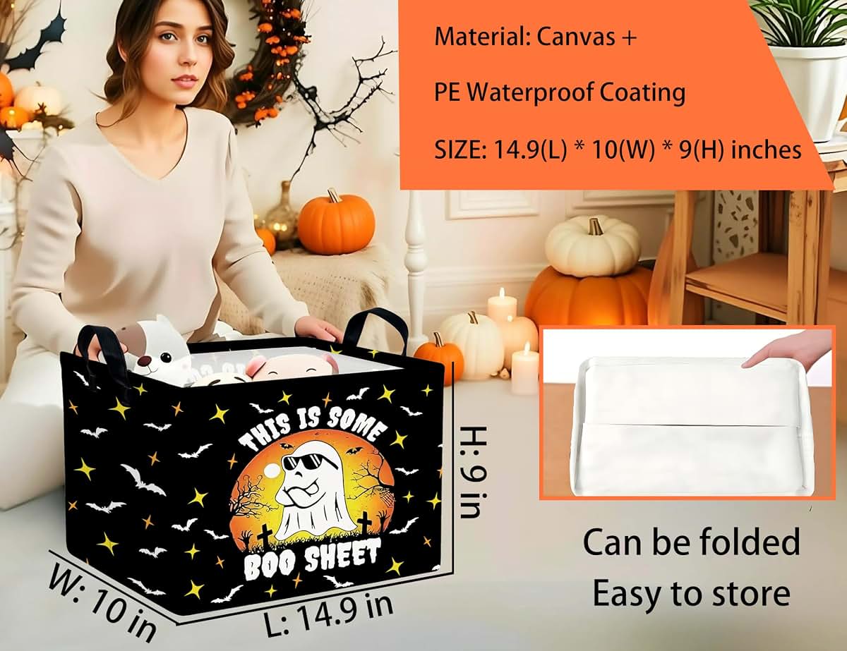 Boohit Halloween Themed Storage Bin for Toys and Decor