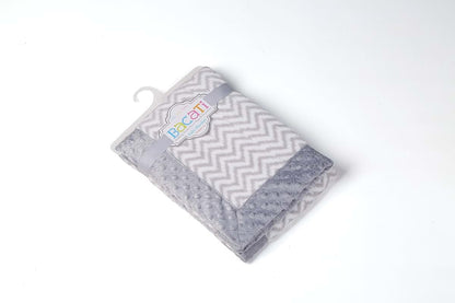 Bacati - Grey Ikat Chevron with Solid Border Plush Blanket (Grey Chevron/Grey Border) (photo 4)