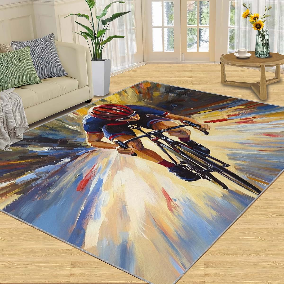 Hygiuid Sports Riding Area Rug - 4x5 Rectangular Low-Pile Carpet (photo 3)