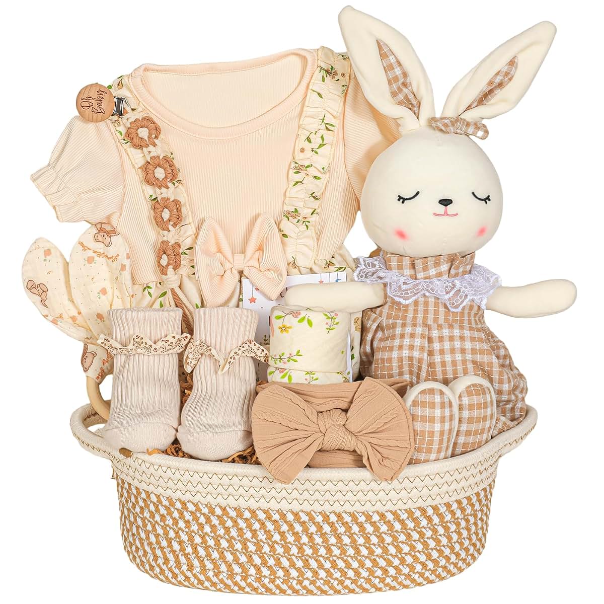 Baby Girl Essential Gift Basket with Outfit and Accessories