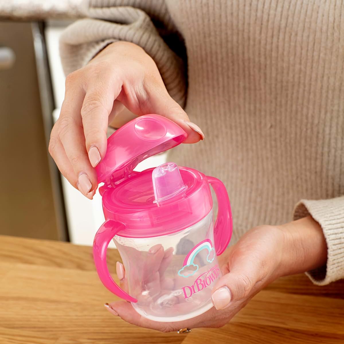 Dr. Brown's Milestones Soft Spout Sippy Cup with Handles - Pink Rainbow Pack of 12
