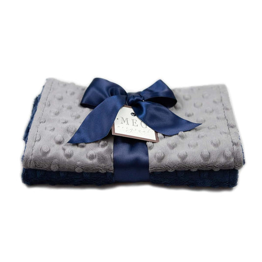 MEG ORIGINAL Navy Blue & Charcoal Baby Boy Minky Dot Burp Cloths, Set of Two