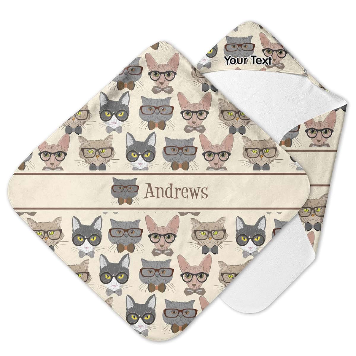 YouCustomizeIt Personalized Hipster Cats Hooded Baby Towel