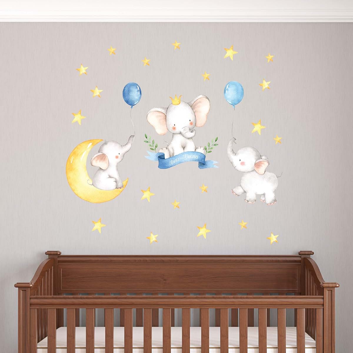 Wall Dressed Up Elephant Wall Stickers, Watercolor Nursery Decals