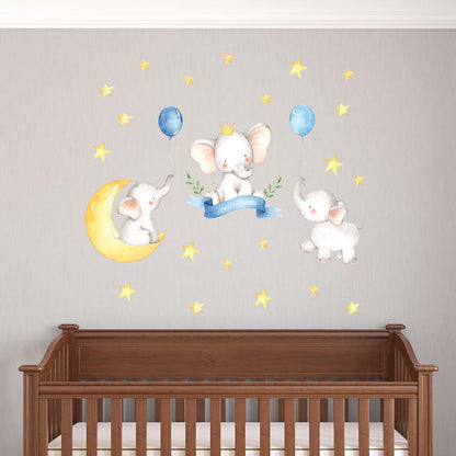 Wall Dressed Up Elephant Wall Stickers, Watercolor Nursery Decals