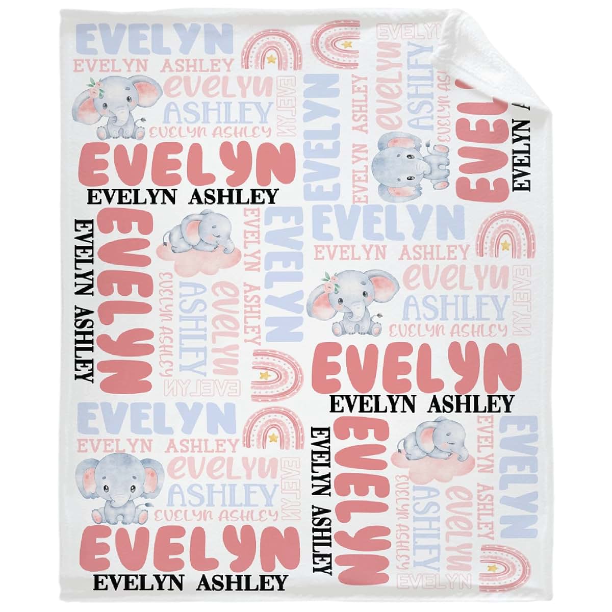 CHUIZHI Cute Elephant Custom Baby Blanket Animal Personalized Nursery Swaddling Blankets Gifts Baby Throw Blanket Pink (photo 4)