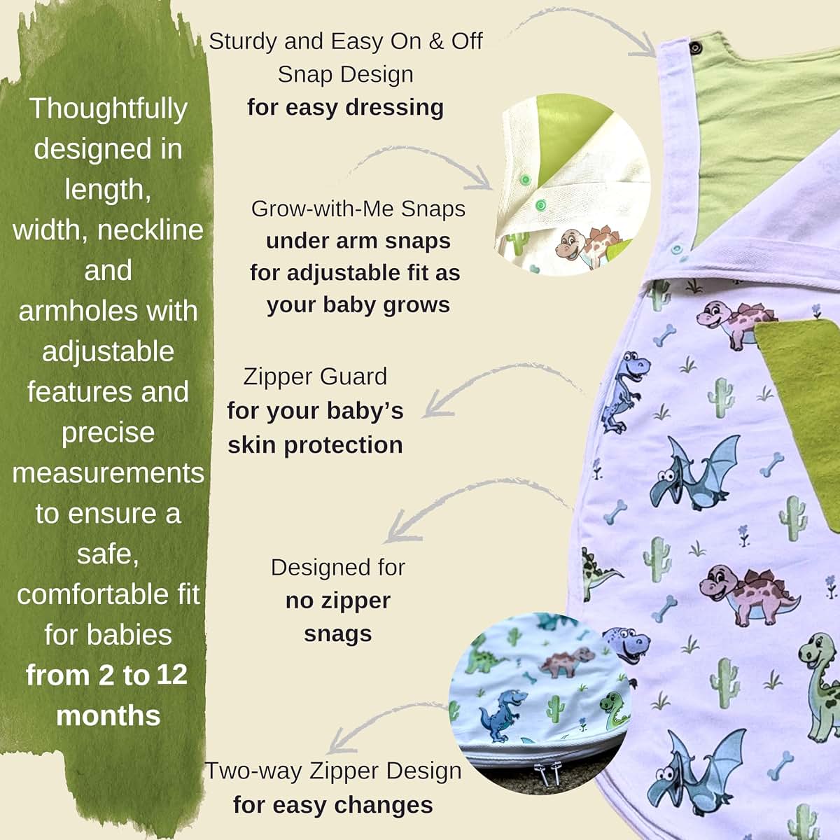 FashionByCultures Personalized Baby Sleeping Sack for 2-12 Months & Nursery Essentials Set, 3-Piece Natural Cotton Gift