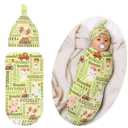 LiSoAkWE Farm Animals Life Personalized Swaddle Blanket Newborn Receiving Blanket Baby Swaddle Wrap Soft Sleeping Sack