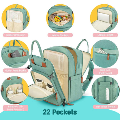 BAGPARKK Diaper Bag Backpack With Changing Pad & Pacifier Holder (photo 4)
