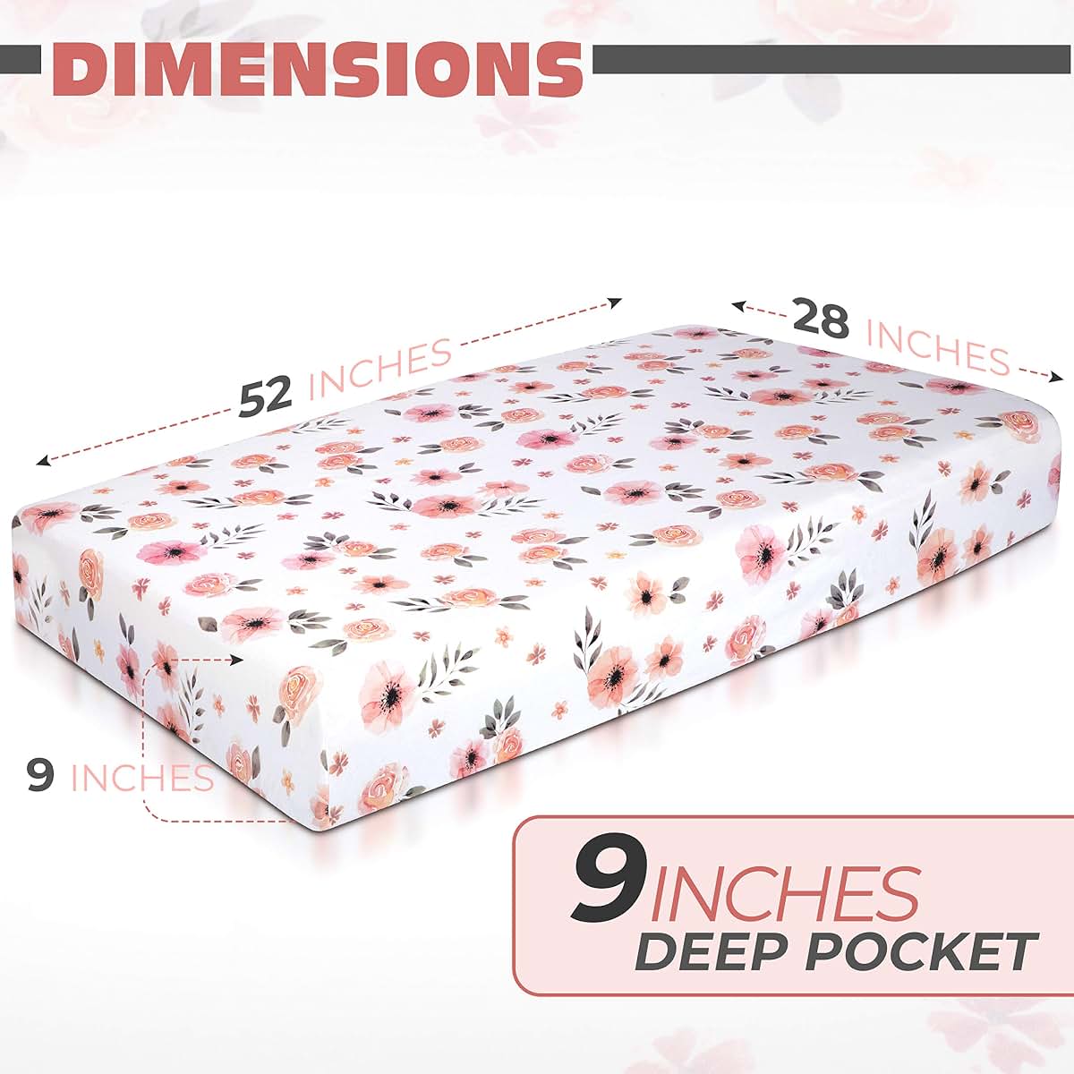 Tyke Bliss Pink Floral Girl Crib Sheet - Watercolor Rose (photo 2)