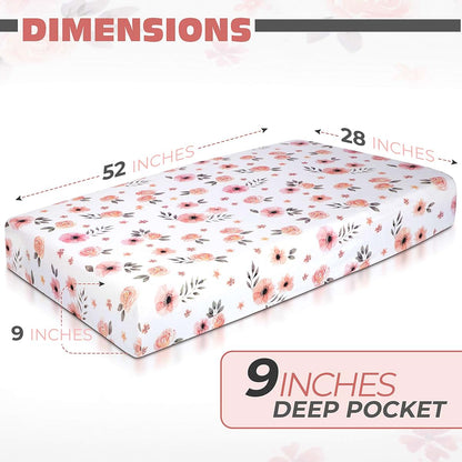 Tyke Bliss Pink Floral Girl Crib Sheet - Watercolor Rose (photo 2)