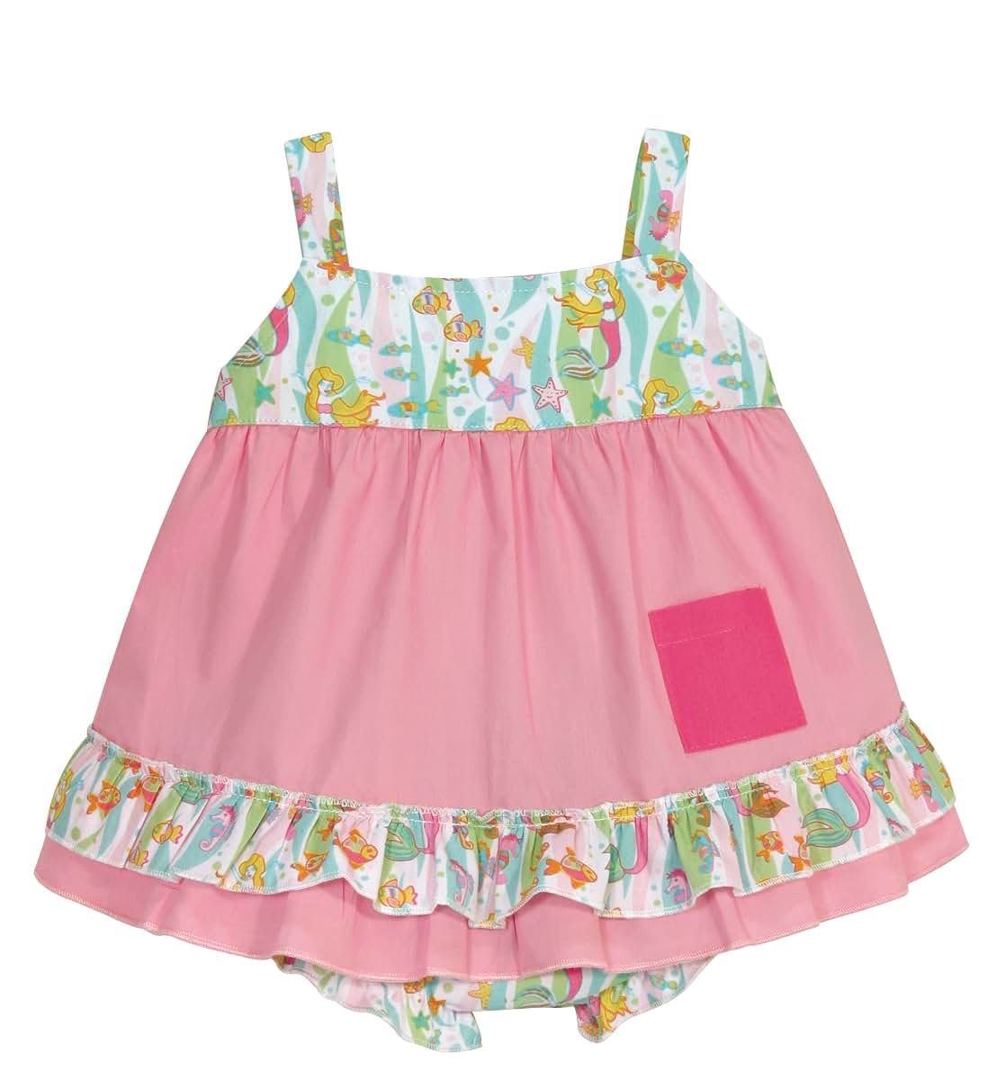 Stephan Baby Go Fish Swing Top and Ruffled Diaper Cover, 6-12 Months