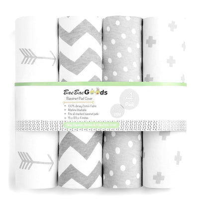 Baebae Goods Bassinet Bed Sheets 4 Pack 100% Jersey Knit Cotton
