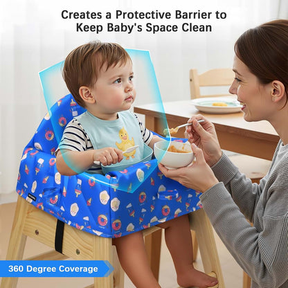 HOOMTREE Baby High Chair Cover with 3-Point Harness, Waterproof & Machine Washable, Blue