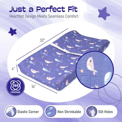 CrimsonMark 100% Muslin Changing Pad Cover Ultra Soft Breathable Secure Fit for Babies (photo 4)