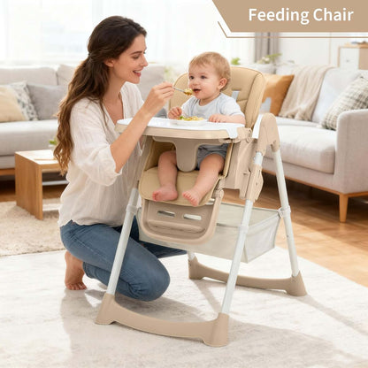 Jojoka Foldable Baby High Chair In Champagne With Adjustable Height (photo 4)