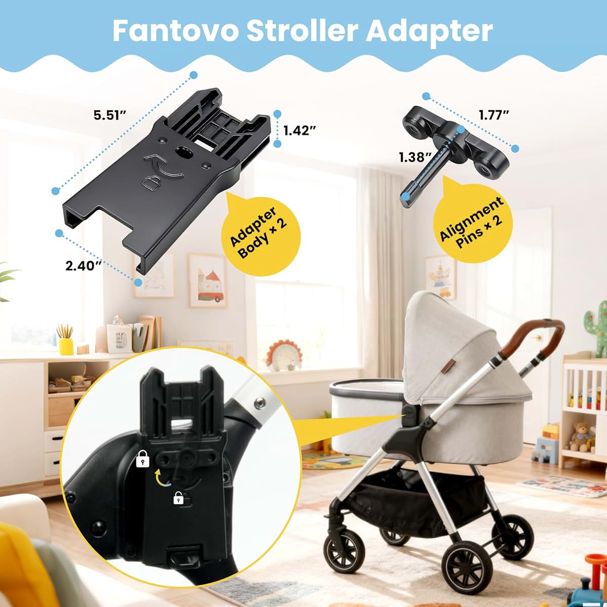 UPPAbaby to Nuna Stroller Connector Adapter for Bassinet Connection