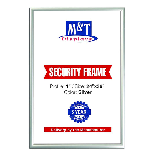 M&T Displays Security Snap Poster Frame, 24x36 Inch Aluminum Sign Holder