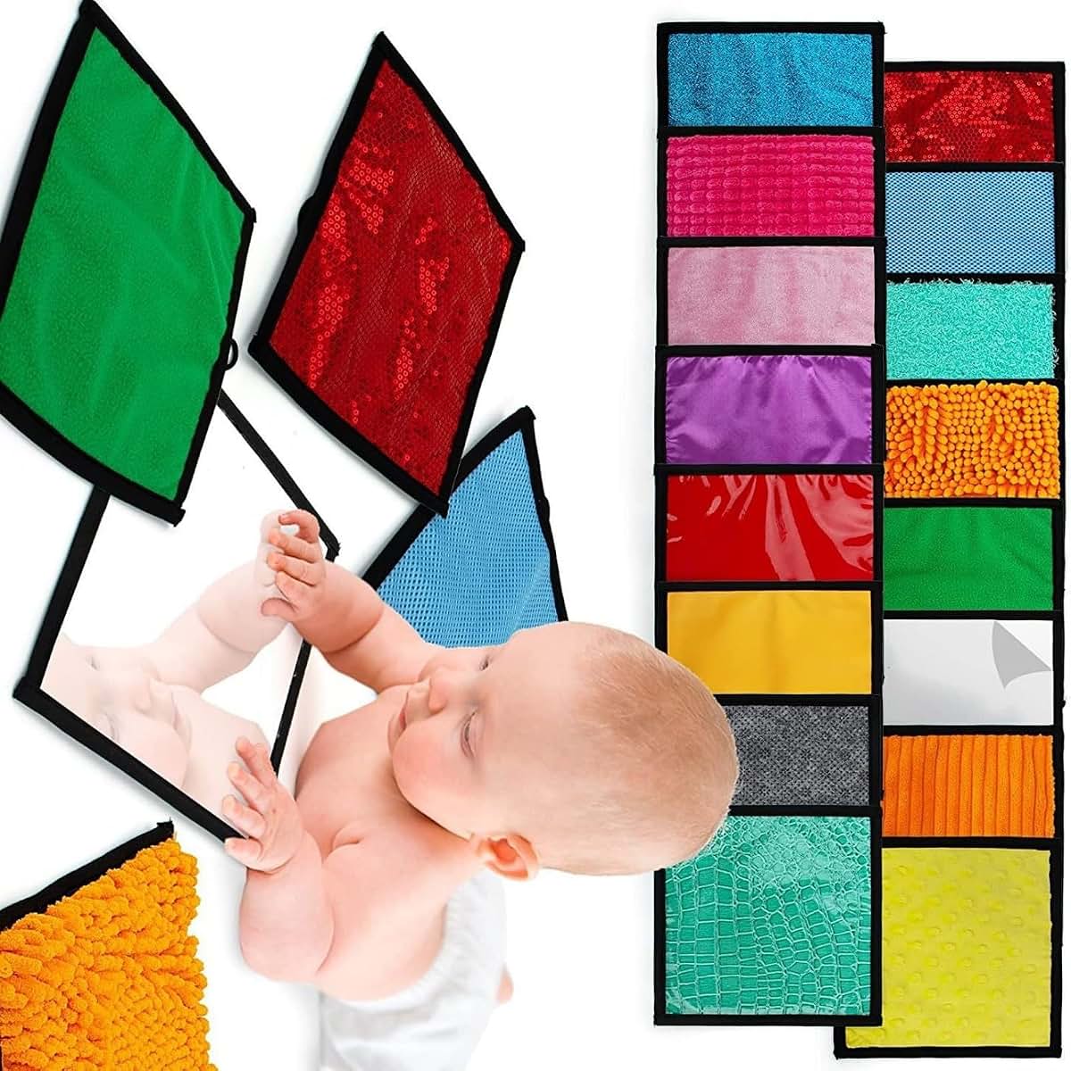 Qcbuegof 16Pcs Multi Texture Sensory Play Mat