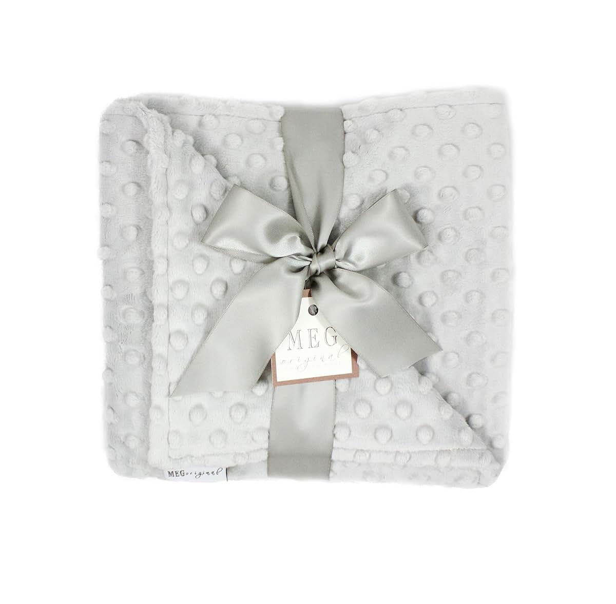 MEG ORIGINAL Double-Sided Silver Gray Minky Dot Baby Blanket