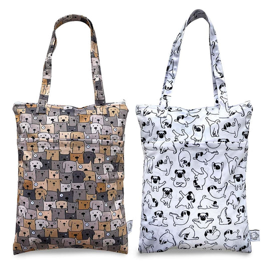 FLOCK THREE 2pcs Wet Dry Bag Waterproof Tote Reusable Wet Clothes Baby Diapers Stroller Swimsuit Travel Small Larger