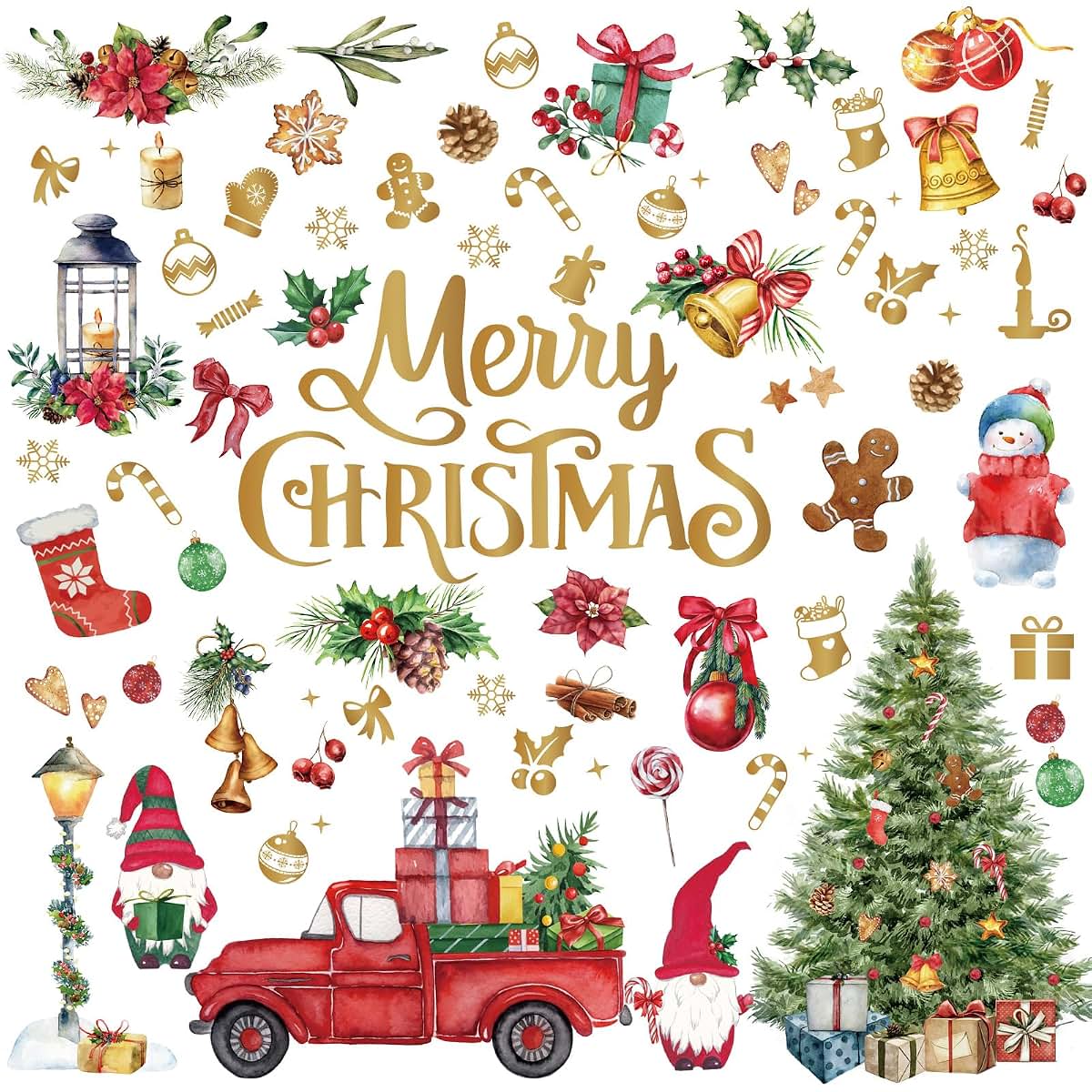 Cholemy Christmas Tree Wall Decal Stickers 4 Sheet Set