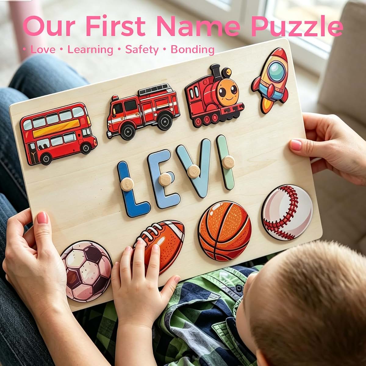 CSPGXQ Personalized Wooden Name Puzzle for Toddlers