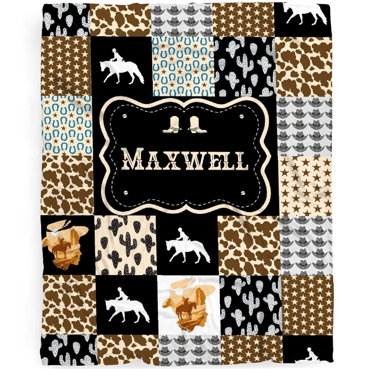 MYSTCOVER Retro Horse Blanket Wild West Gifts for Boys Girls,Animal Western Decor Plush Soft Lightweight Flannel Fleece