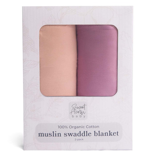 Sweet Acorn Muslin Swaddle Blanket – Soft Cotton Muslin Baby Blanket for Newborns, Infants, and Toddlers, All-Season