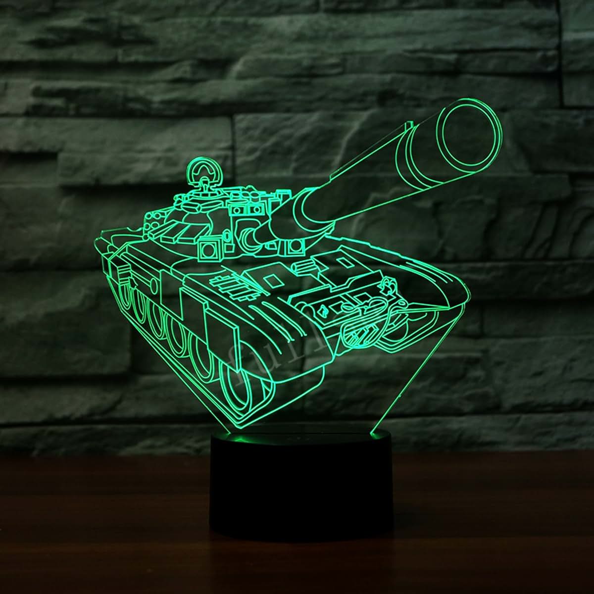 Jinnwell 3D Tank Night Light Lamp Optical Illusion Night Light 7 Color Changing Touch Switch Table Desk Decoration (photo 3)