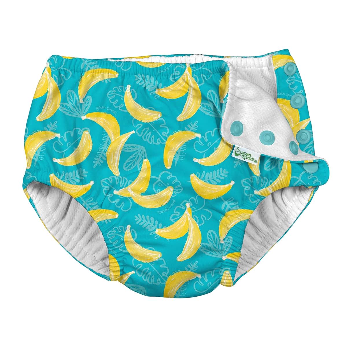 i Play. by Green Sprouts Reusable Swim Diaper, Aqua Bananas, 0-6 Months
