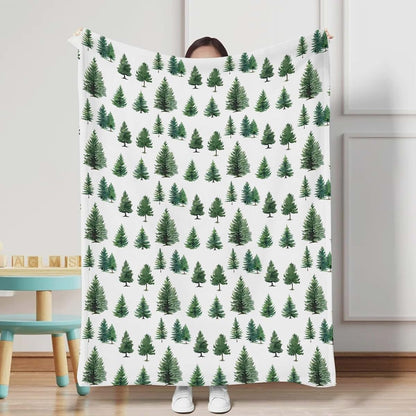BabyOneStop Watercolor Green Pine Trees Baby Blanket, Flannel Swaddle Receiving Blanket 30x40 Inch