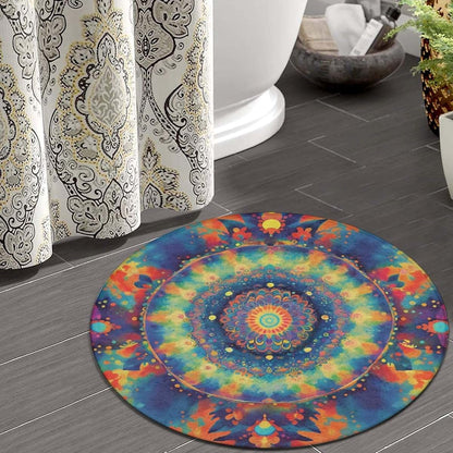 MZERSE Round Floor Mat, 36-Inch Tie-Dye Pattern Soft Flannel Rug (photo 2)