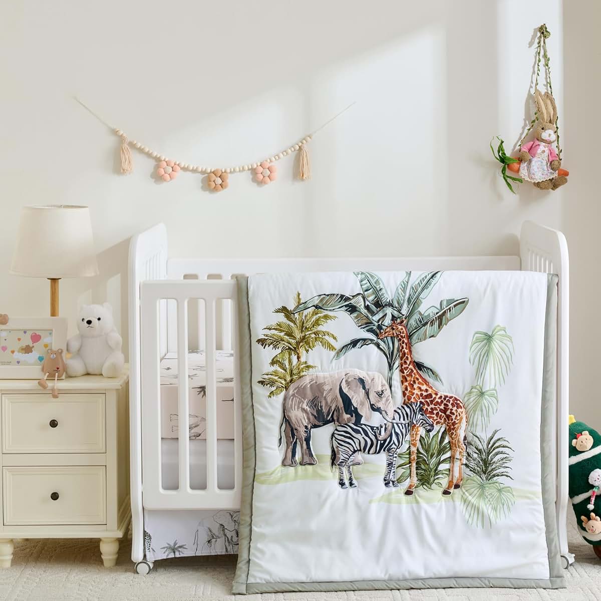 Sweet Home Collection 4-Piece Crib Bedding Set — Soft Breathable Comforter, 2 Snug Fit Elastic Crib Sheets & Dust