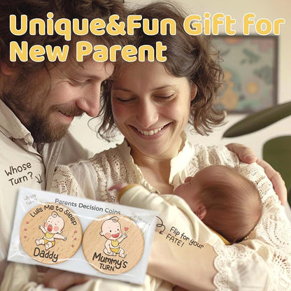 Parent Decision Coin Set | Natural Wood Gift for New Mom and Dad