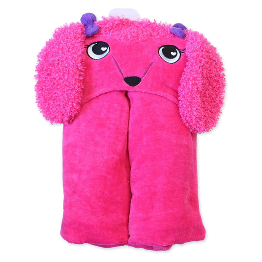 Frenchie Mini Couture Extra Large Velour Hooded Towel, Dog Poodle Pink