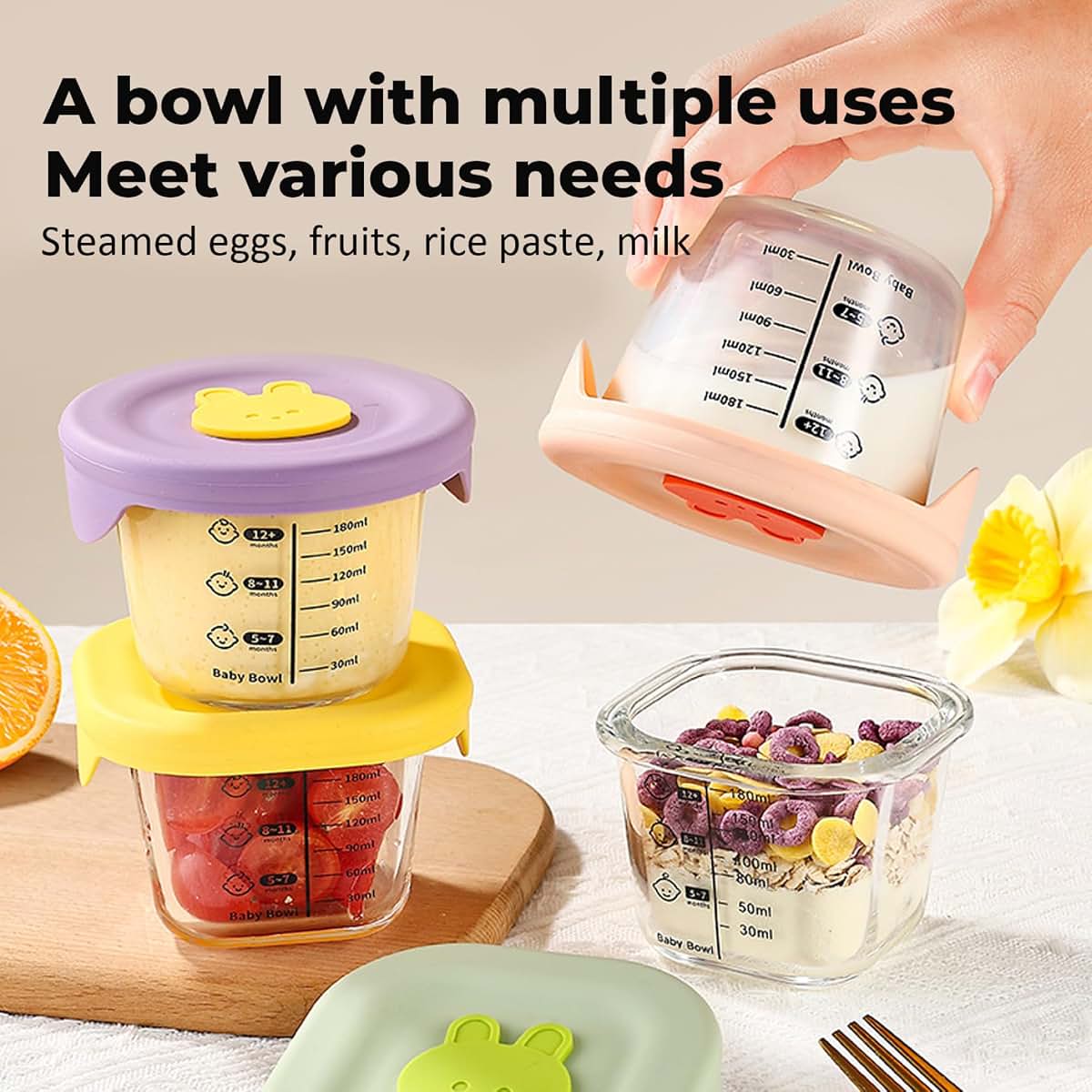 Licsaliwe Baby Food Jars 4-Piece Set With Silicone Lids And Measurement Scale (photo 2)