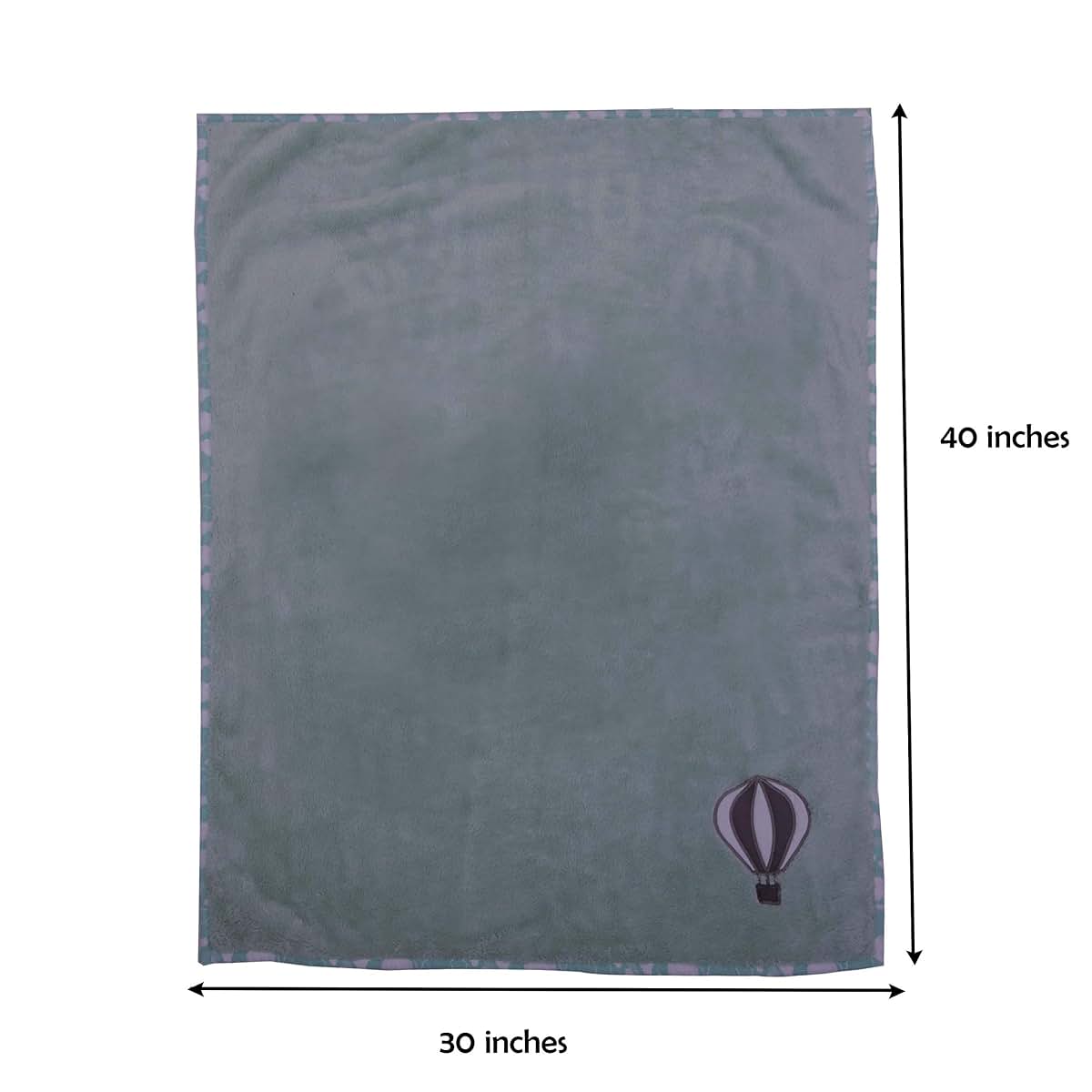 Bacati Clouds in The City Air Balloon Grey Plush Blanket, Mint/Grey (photo 2)