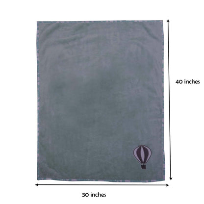 Bacati Clouds in The City Air Balloon Grey Plush Blanket, Mint/Grey (photo 2)