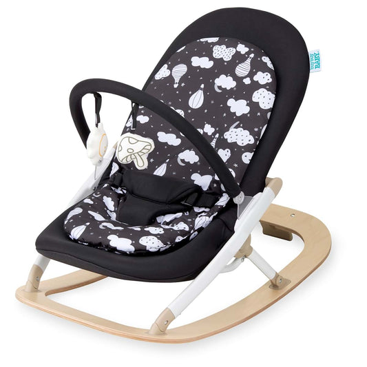 Evolur SleekSway Baby Rocker, Portable & Foldable Infant Seat - Black