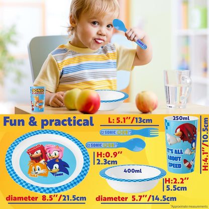 Get Trend Sonic The Hedgehog 5 Piece Kids Dinnerware Set