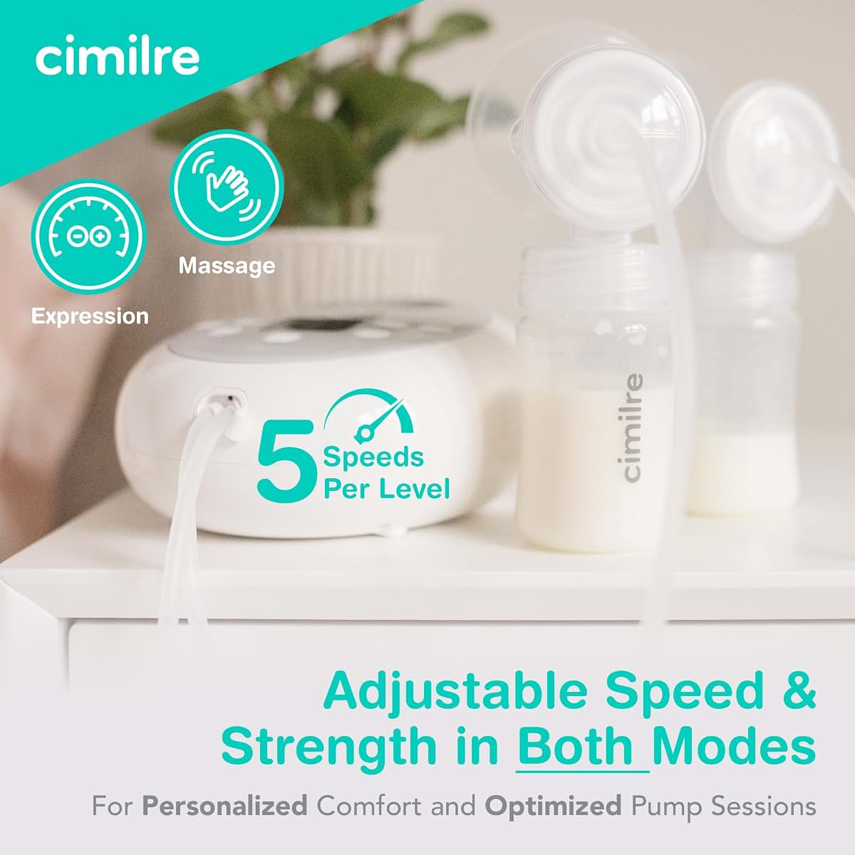 Cimilre S6 Adjustable Double Electric Breast Pump with LCD Display and Night Light