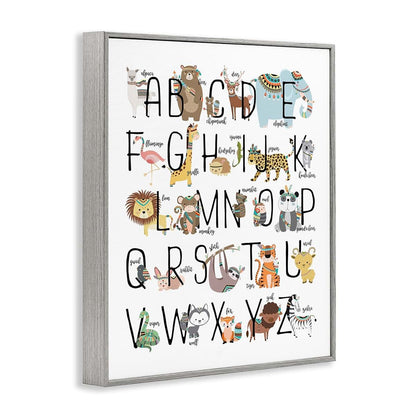Stupell Industries Boho Animals Alphabet Kids Framed Giclée Print 11x14 Inch Ready to Hang Made in USA